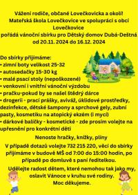 Vánoční sbírka pro Dětský domov Dubá-Deštná